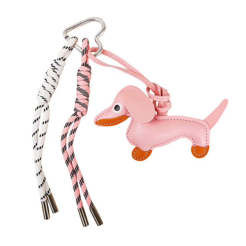 Cartoon Cute Bag Keychain Charm Dachshund Leather birthday gift Keychain Purse Pendant Light Luxury Key Chain Gift for Women Men Daily Use