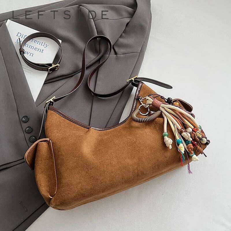 LEFTSIDE Women PU Leather Shoulder 2025 Winter Retro Crossbody Bag Luxury Designer Trend Female Brand Handbags and Purses XJ260131