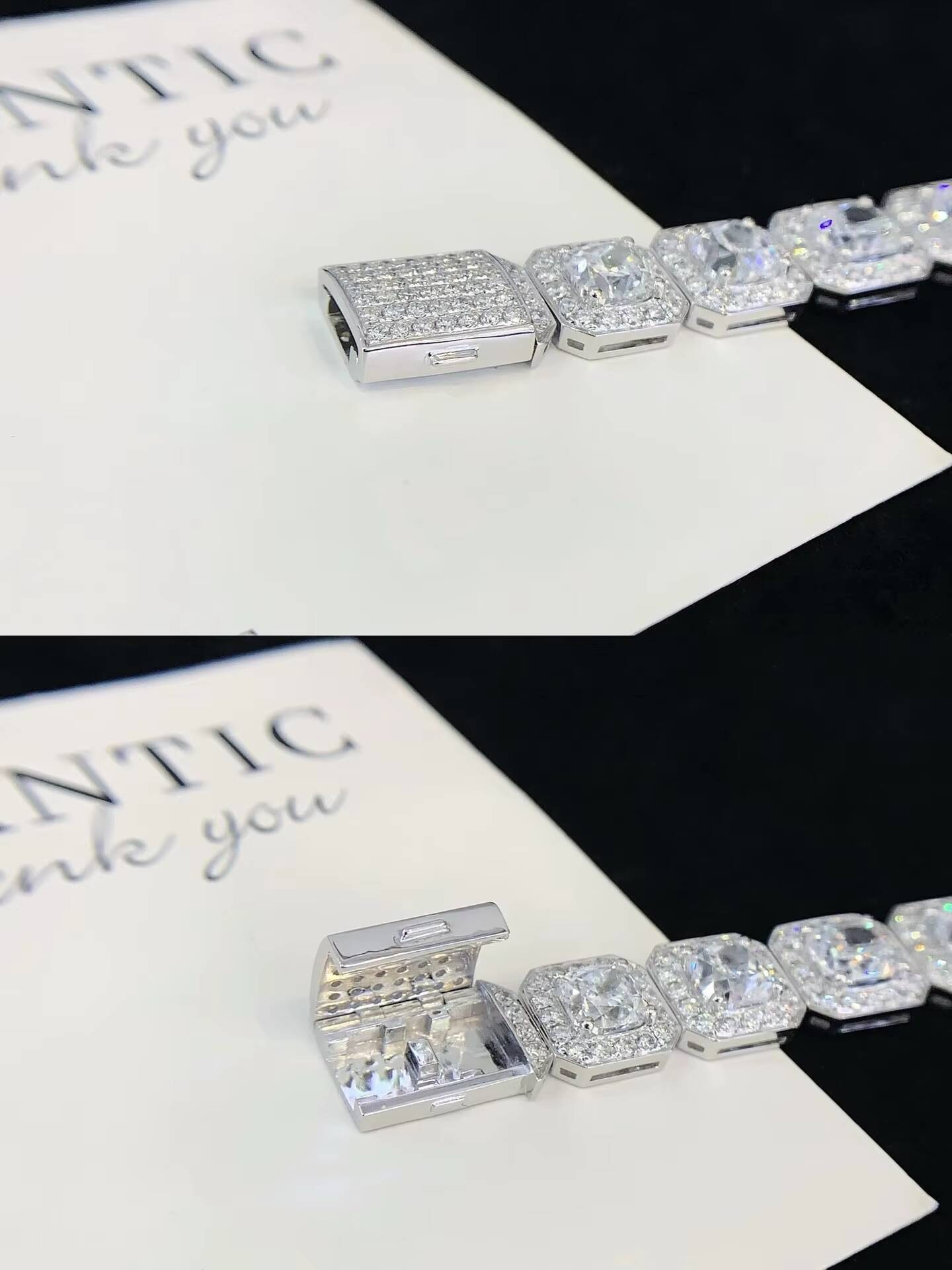 Luxurious ICEWALD 9K White Gold Lab-Grown Radiant Cut Filled Diamond Tennis Bracelet Fully-Embedded Exquisite Bangles