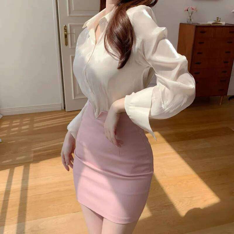 With Slit Office Skirts for Woman Tight White Black High Waist Formal Wrap Midi Women's Skirt Casual Summer 2025 Premium Clothes XJ260131