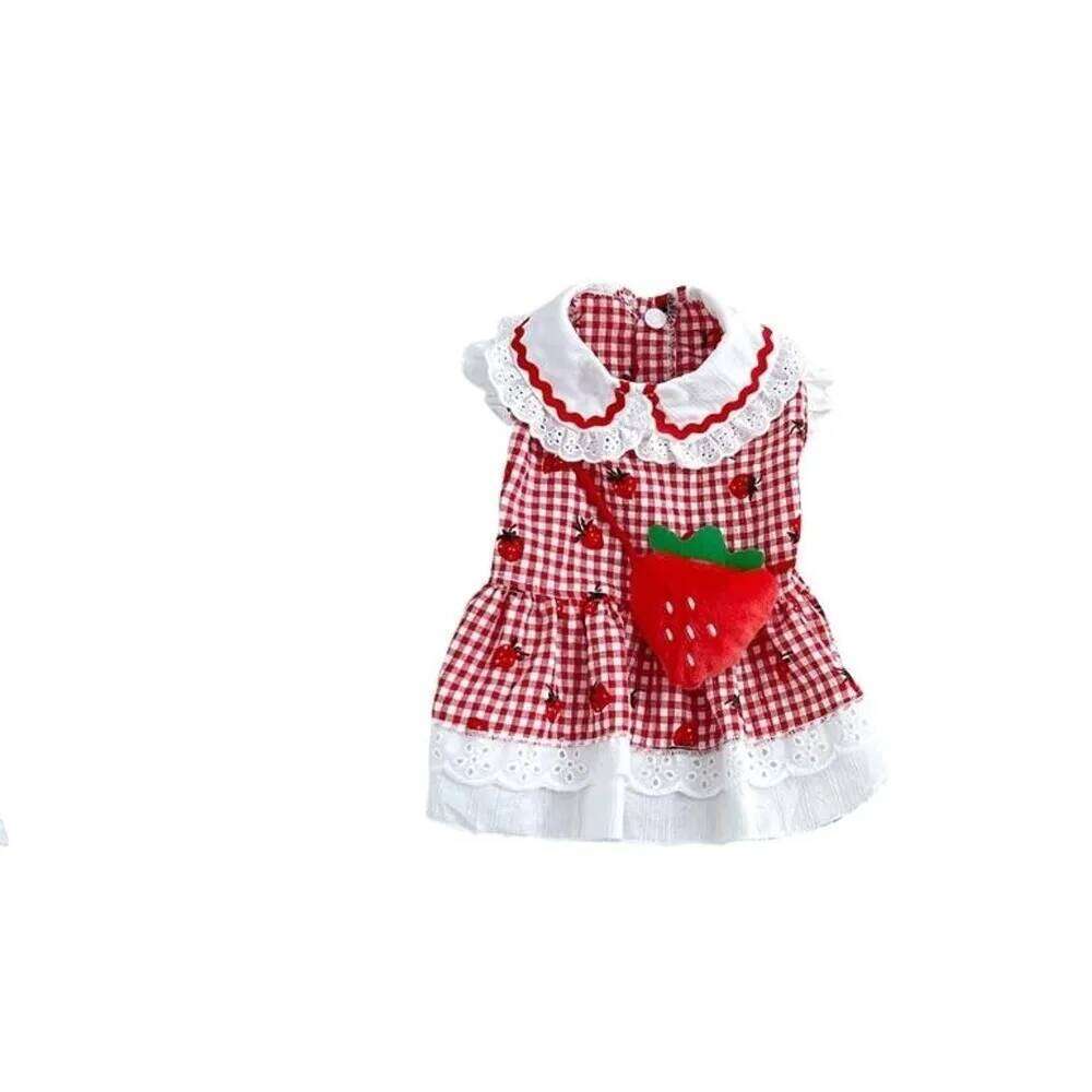 Fashion Cute Pet Strawberry Dress Soft Thin Design Dog Vest Breathable Cat Skirt Autumn H260130