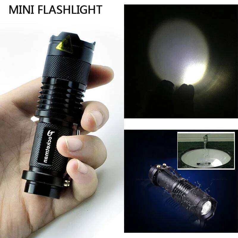 Portable Mini LED Flashlight 8000LM Q5/T-6/L2 Torch Zoomable Linterna Fishing Camping Bicycle Light 14500/18650 Defesa Pessoal H260131