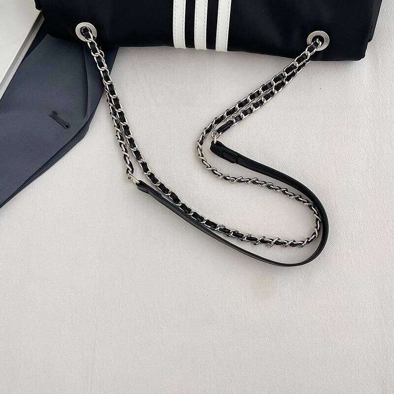 Chain canvas women's high-end single shoulder armpit mailman bag, contrasting Oxford cloth crossbody bag