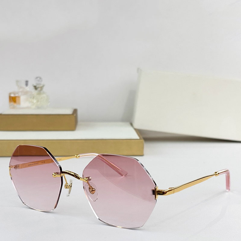 Summer Beach Lady C de geometric shape Sunglasses CT0593 Jewelry motif sunglasses Fashionable oversize frameless design Pink gradient lens protection UVA UVB100%