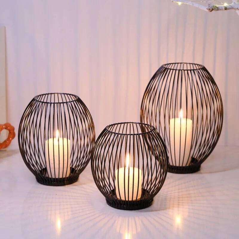 Lantern and metal retro forged iron candelabrum, upright skeleton craftsmanship candelabrum Y260131