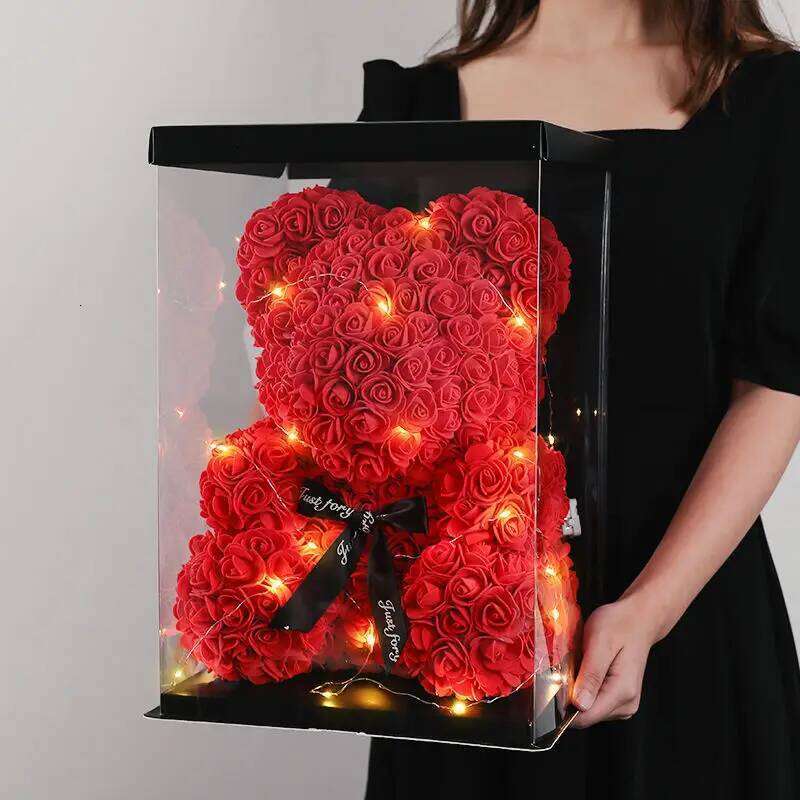Christmas Decoration Valentine's Day Flower Birthday Gift Teddy Bear Simulation Rose Y260131