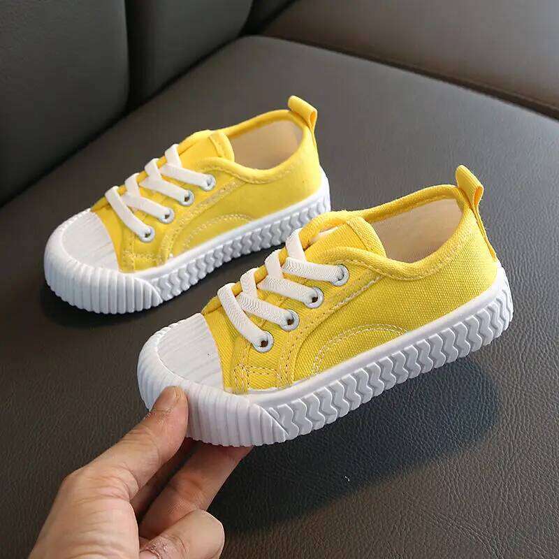 Baby yellow sneakers fashion kids flat casual shoe canvas girls sport boy vulcanize shoes Y260128