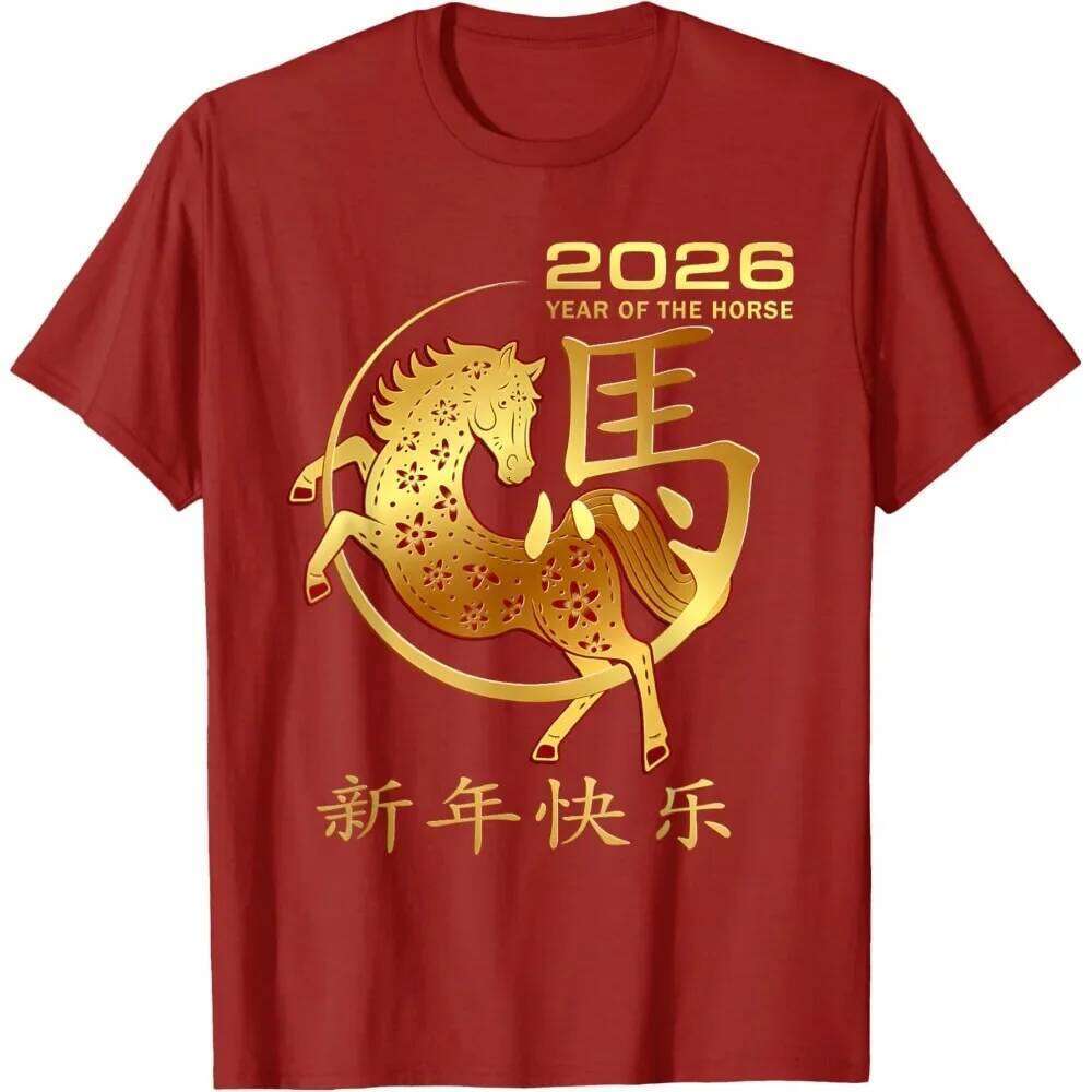 Lunar Happy Unisex Tshirt Chinese New Year of The Horse 2026 T-Shirt Women Men T Shirt Street Fashion Streetwear Tops C260131