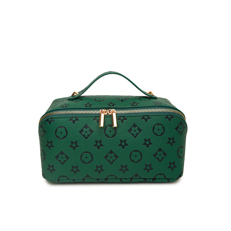 2026 new PU cosmetic bag women's large-capacity waterproof and portable going out travel partition washing cosmetics storage bag