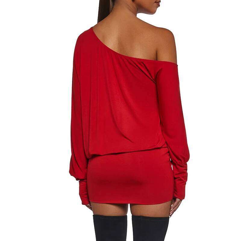 European and American backless sloping collar hanging solid color loose dress spicy girl office lady casual style Y2K XJ260131