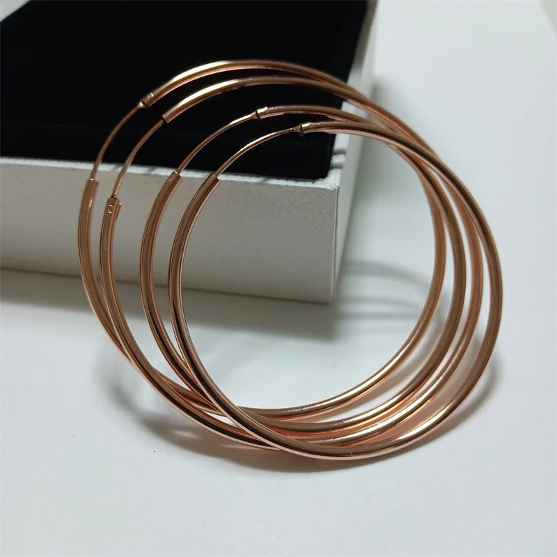 Senlissi -Rose Gold Hoop Earrings For Women 925 Sterling Silver Original Fashion Earring C K Rings gold 260126