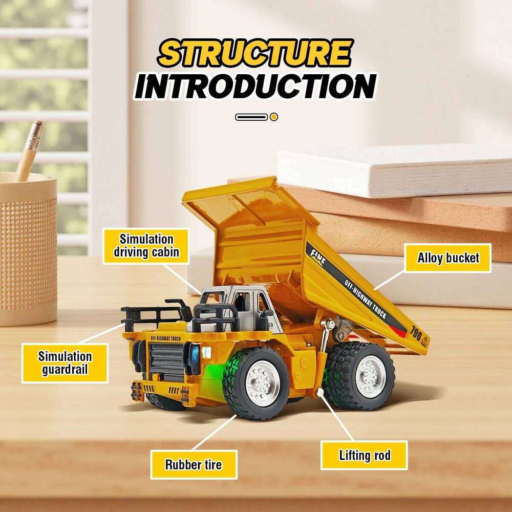1/64 Mini Rc Dump Truck Alloy Diecast Liftable Remote APP Control Desktop Engineering Collection Cars For Boys Kid Gift Y260131