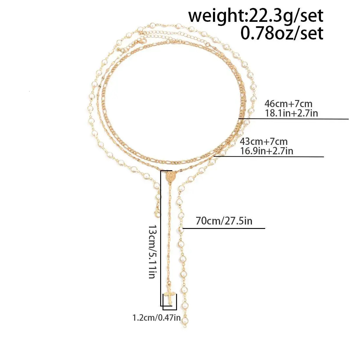 Salircon 3PcsSet Boho Jesus Cross Pendant Necklace Women Trendy Exquisite Pearl Beaded Chain Y2K Charm Jewelry Gift 260128