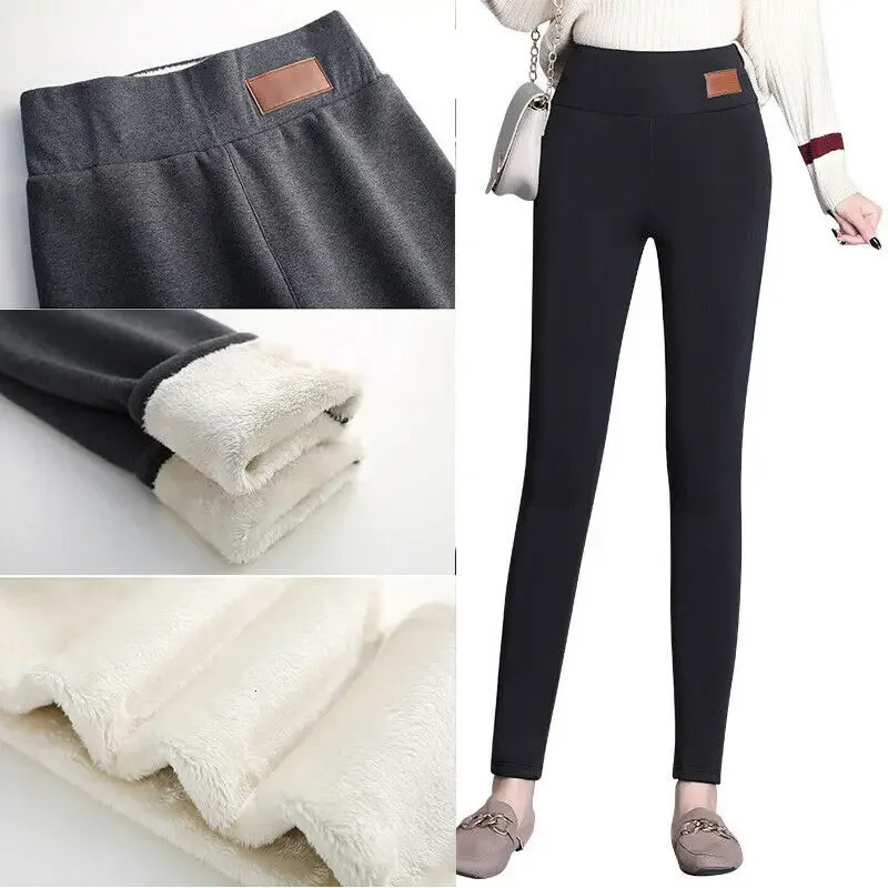 2024 UZZDSS Winter Pants Thermal Leggings High Waisted for Women Flannel Streetwear Trousers Casual 5XL Suit 260120