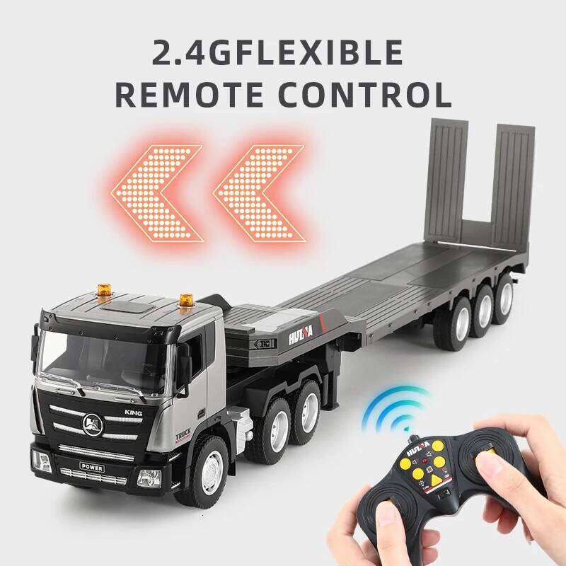 HUINA 1318 RC Platform 1/24 9CH Remote Trailer Truck 2.4G Radio Control Flatbed Tractor Toys for Kids Y260131