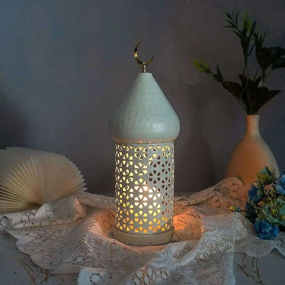 Decorative Candle Holder Ramadan Decoration Eid Mubarak Desktop Ornament for Weddings Living Dining Room Mantel Home Decor Y260131