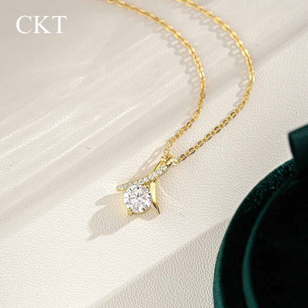 CKT Irregular Geometric Pendant 1ct Diamond Necklace for Women 14K Gold Premium Wedding Fine Jewelry Gift 260128