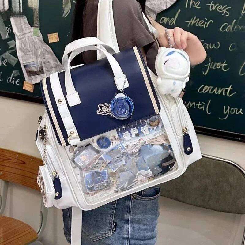 JK Girl Harajuku Transparent School Bag for Y2K Japanese Cute Ita Backpacks Women College Style Student Backpack