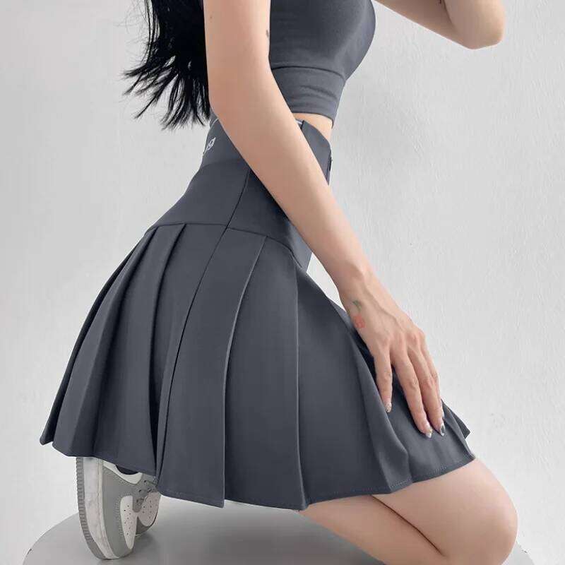 Mini Women Spring and Summer Original Letter Embroidery Elastic Waist Pleated A-line Skirt White Black XJ260131