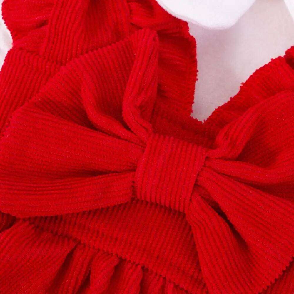 Clothing Pleated Corduroy New Year Christmas Elegant Bow Dog Skirt Cute Sweet Pet Costume Party H260129