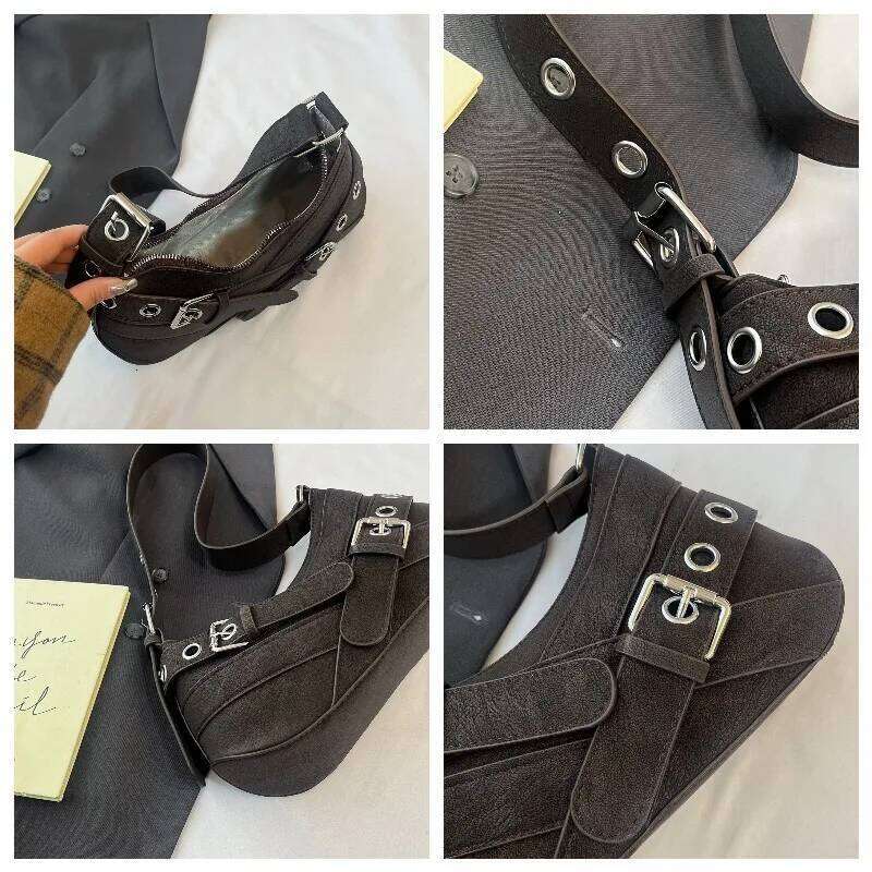 Winter Trend Crossbody Purse Fashion Niche Retro Y2K Underarm Moto Streetwear Shoulder Bags for Women Versatile Hobo Bag XJ260130