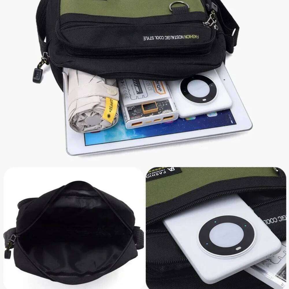 Business Work Travel Canvas Crossbody New Multi-pockets Men's Shoulder Bag Waterproof Large Capacity for Male 2025