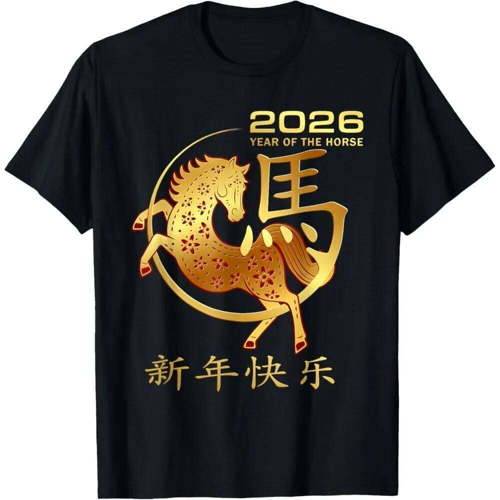 Lunar Happy Unisex Tshirt Chinese New Year of The Horse 2026 T-Shirt Women Men T Shirt Street Fashion Streetwear Tops C260131
