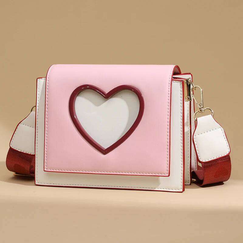 Lady's heart-shaped flip-top crossbody bag with shoulder strap