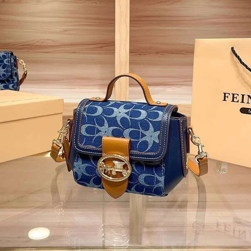 Ladies' handbag, light luxury retro denim canvas fashionable single-shoulder crossbody bag, 2025 new high-end color-matchi