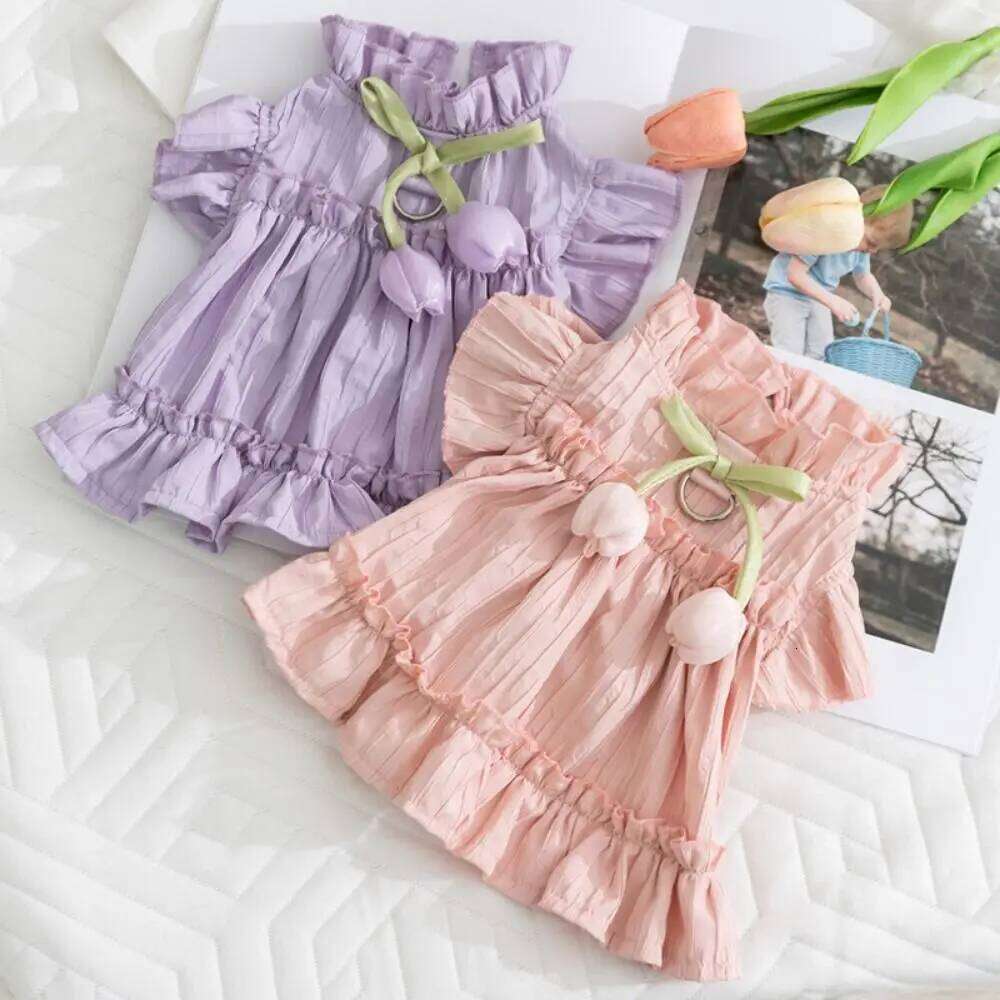 Cute Soft Princess Dress Breathable Washable Bowknot Lace Puppy Clothes Reusable Dog Skirts Spring H260129