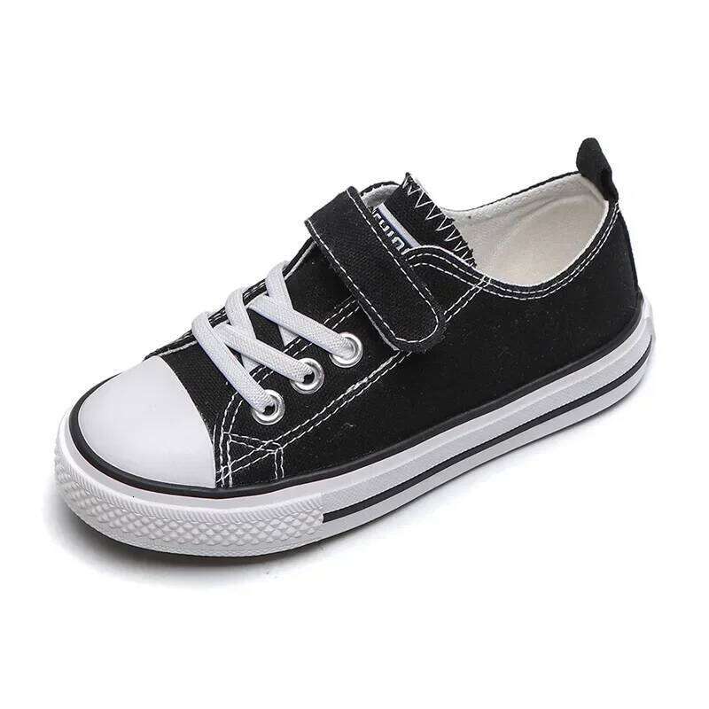 New Canvas Toddler Board Kids Lace-up Anti Slip Sneakers Fashion Walking Boys Girls School Shoes Y260128