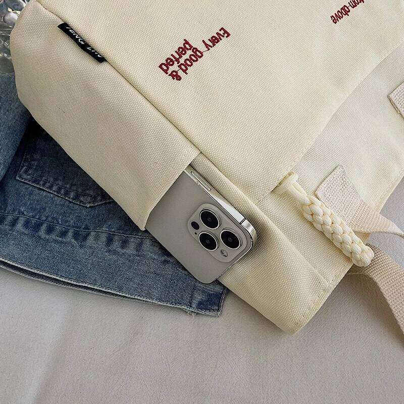 Commuting large capacity single shoulder canvas bag, women's Korean version versatile hand-held tote bag