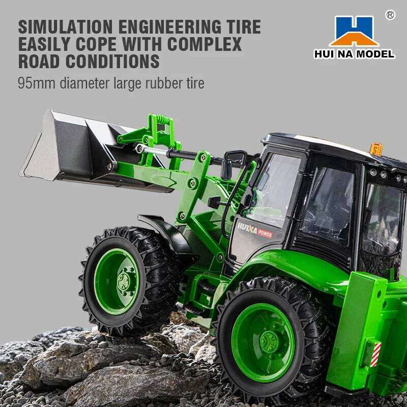 Huina 1579 RC Excavator 1:14 9CH Remote Control Backhoe Loader Truck Engineering Vehicle Construction Model Kid Christmas Gifts Y260131