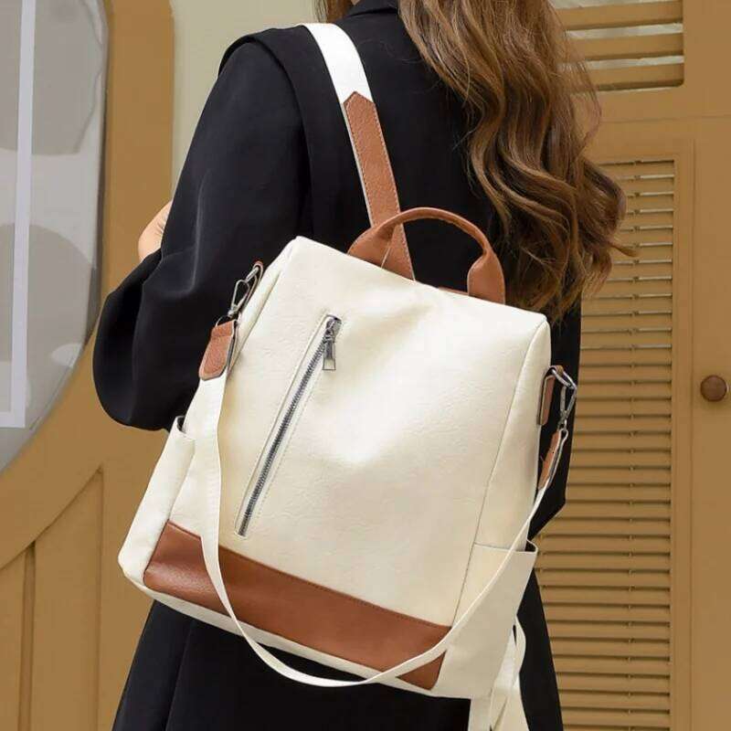 Vintage Simple Soft Leather Commuter Women's Business Backpack