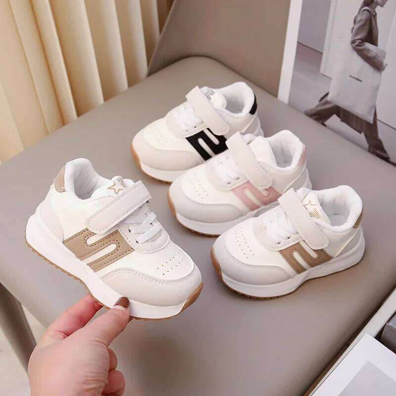 Four Seasons Children's Sneakers Brown Leather Fashion Lightweight Boys Girls Board 2-6 Years Old Kid Baby Casual Shoes Y260128