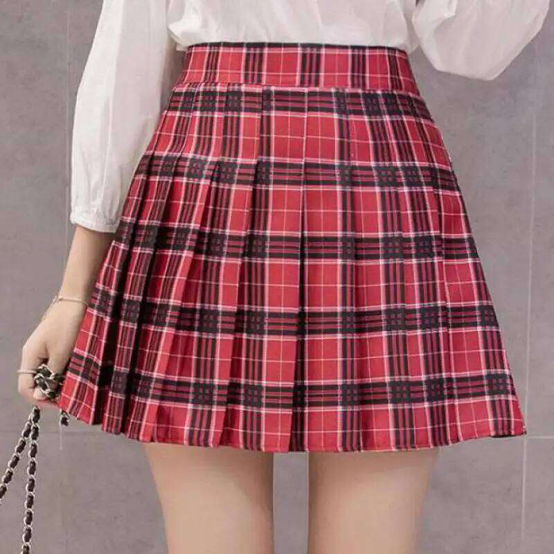 Zuolunouba Summer High Waist Women School Girl Faldas Pleated Plaid Slim Sexy Zipper Blue Mini Skirt Jupe Femme XJ260131