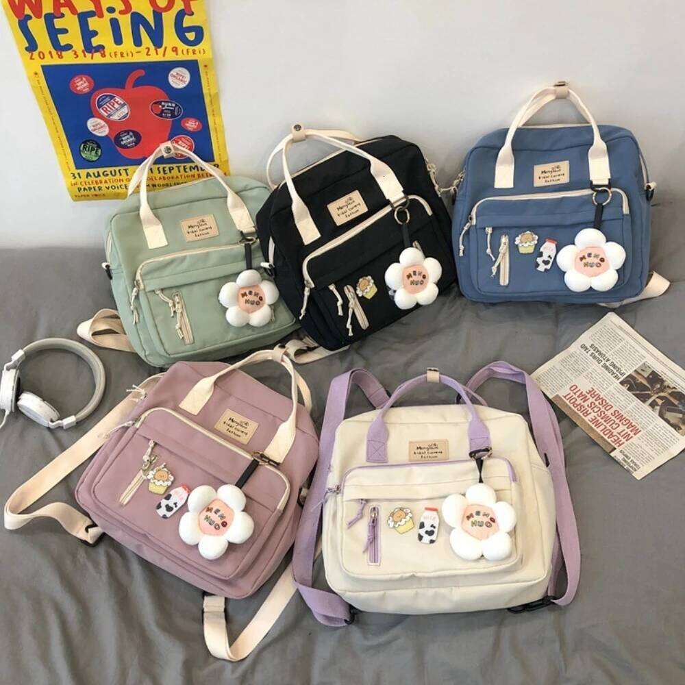 3 In 1 Backpack for Teenage Girl Ring Buckle Portable Travel Shoulder Bag Female Small Schoolbag Badge Woman Rucksack Satchel