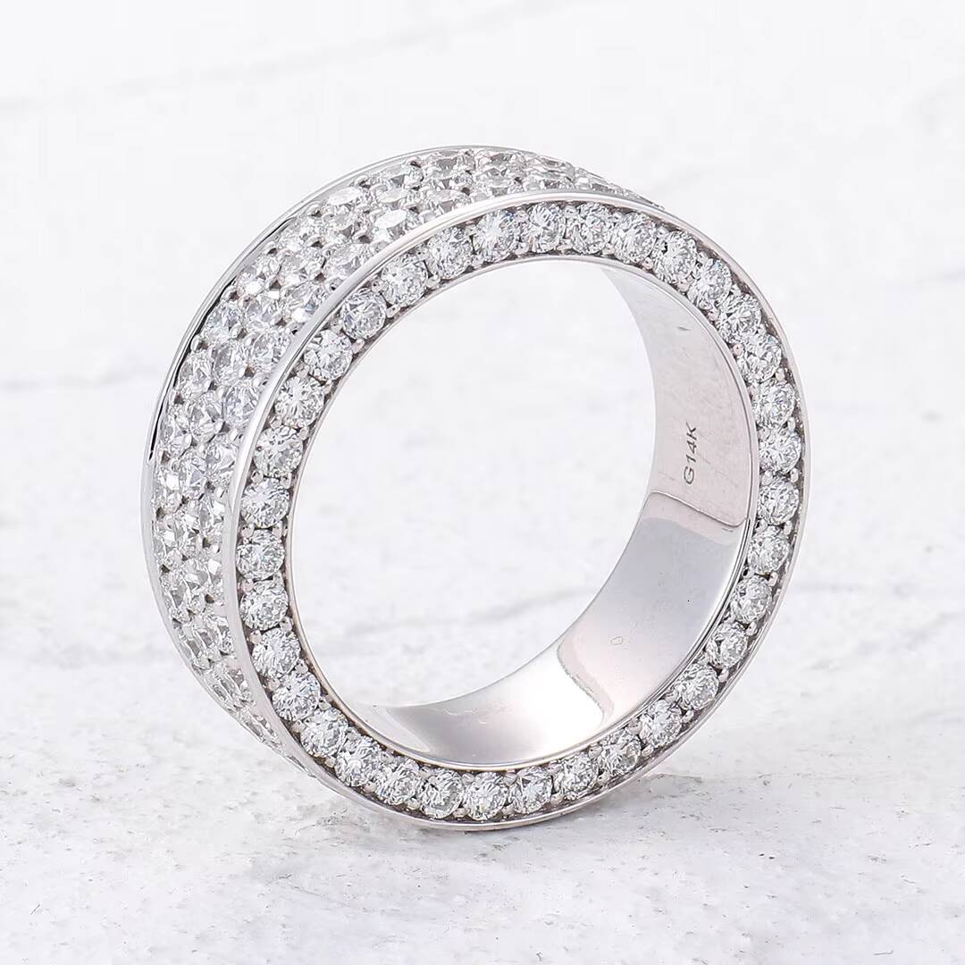 10K 14K 18K White Gold Full Star Hip Hop Jewelry Luxury Moissanite Diamond Ring Chunky Handmade Custom Fine Rings for Men Party