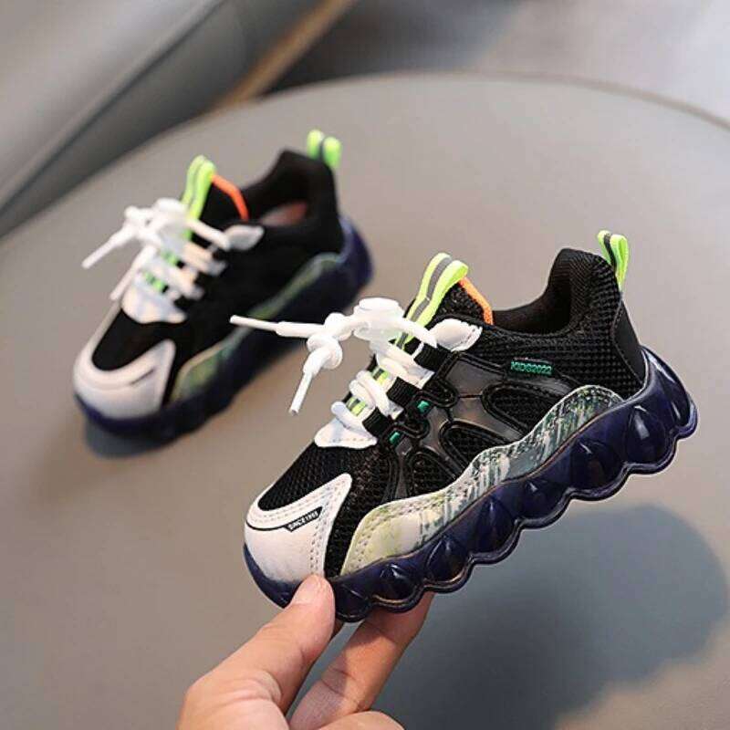 2025Autumn New Kid Sneaker Anti Slip Soft Bottom Boy LED Light Comfort Versatile Girls Casual Shoe Simple Child Mesh Shoes Y260128