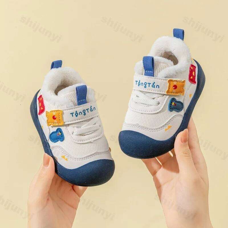 Baby Casual Sneakers Winter New Cute Cartoon Boys Girls Plush Warm Toddler PU Leather Shoes Fashion Non-slip Kids Walking Shoe Y260128
