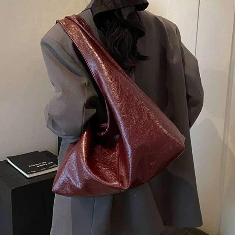 Large Capacity PU Leather Hobo Underarm Bags Autumn Winter Shoulder Bag for Women 2025 New Trend Y2K Handbags and Purses Tote XJ260131