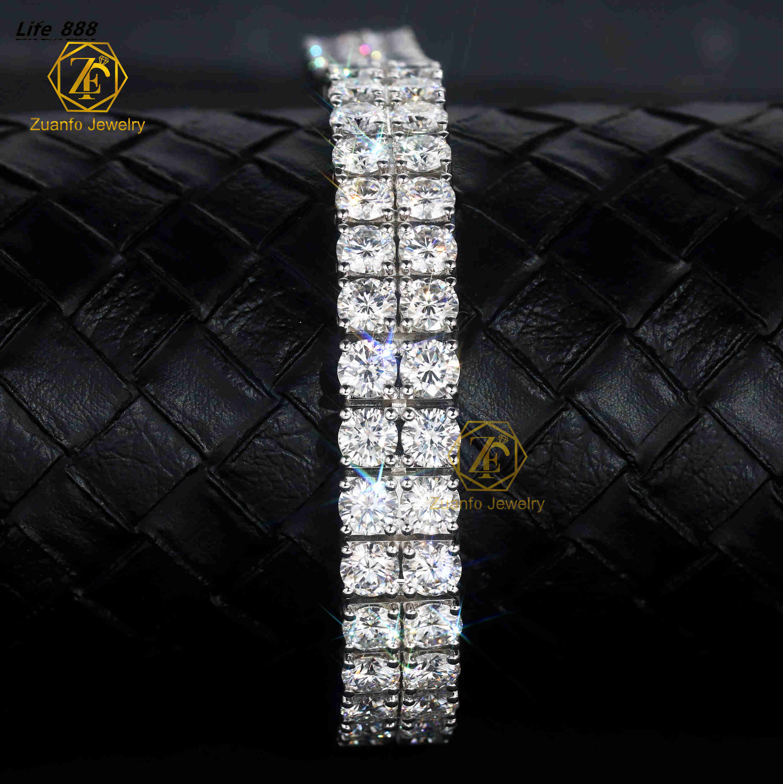 GRA Certificated 925 Silver Double Rows Tennis Chain Gold Plated 5mm5mm Moissanite S925 Jewelry Bracelet for Men Women