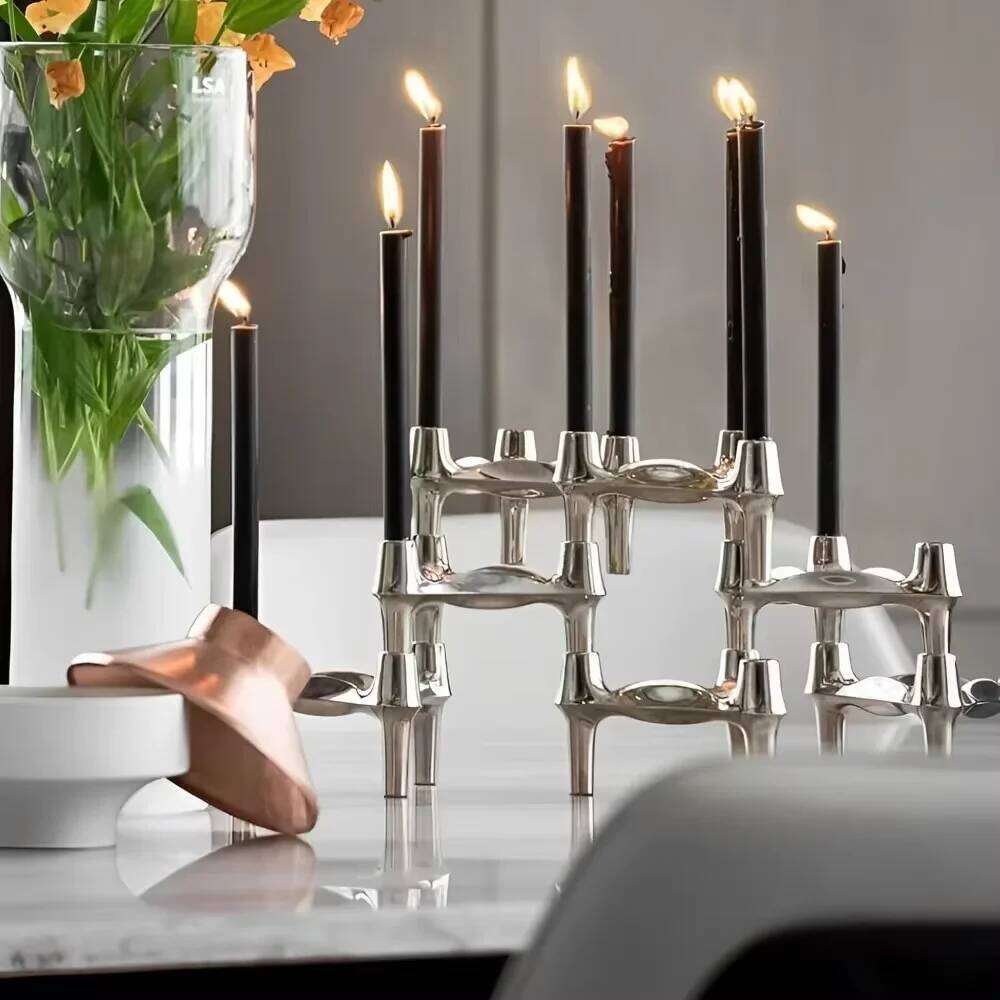 Vintage Holders Small Stand Nordic Metal Candlestick Stick Skinny Candelabra Set for 3 Candles Living Room Decor Y260131