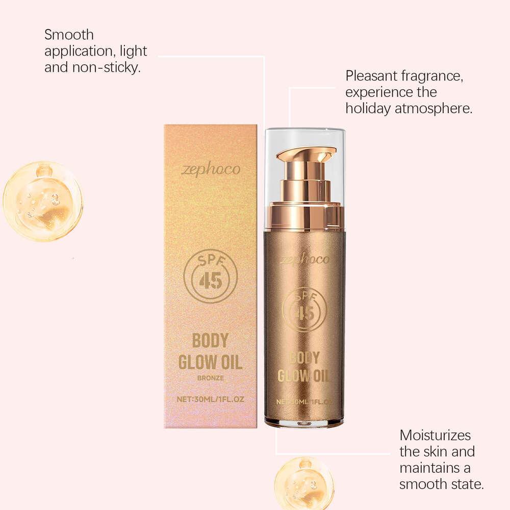 Zephoco Bronze Protective Body Oil Coconut Scent Summer Protection Refreshing Radiant Fine Shimmer S260131