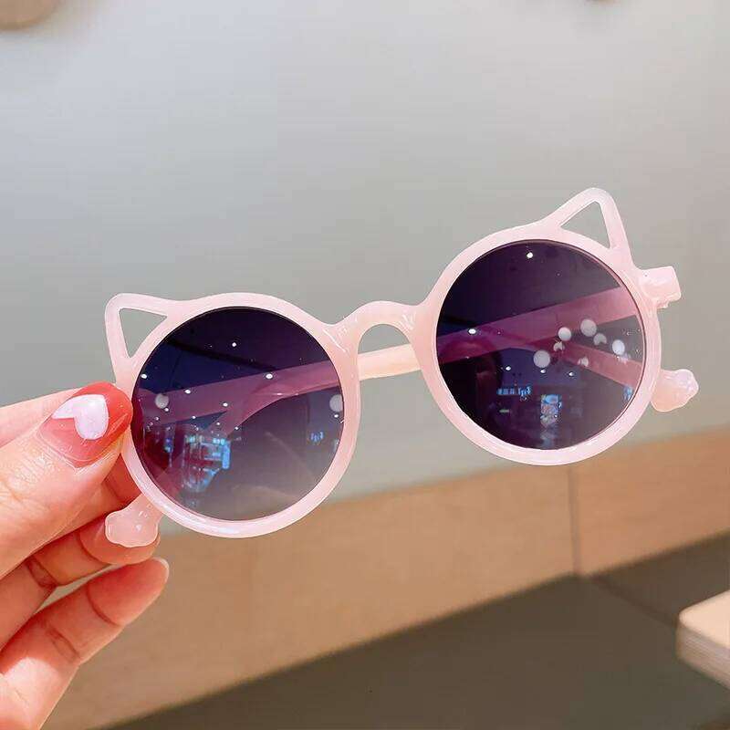 3pcs/set Cute Round Frame Cat-ear Shaped Fashion Trend Colorful Girls Boys Sunglasses Outdoor Sun Protection H260130