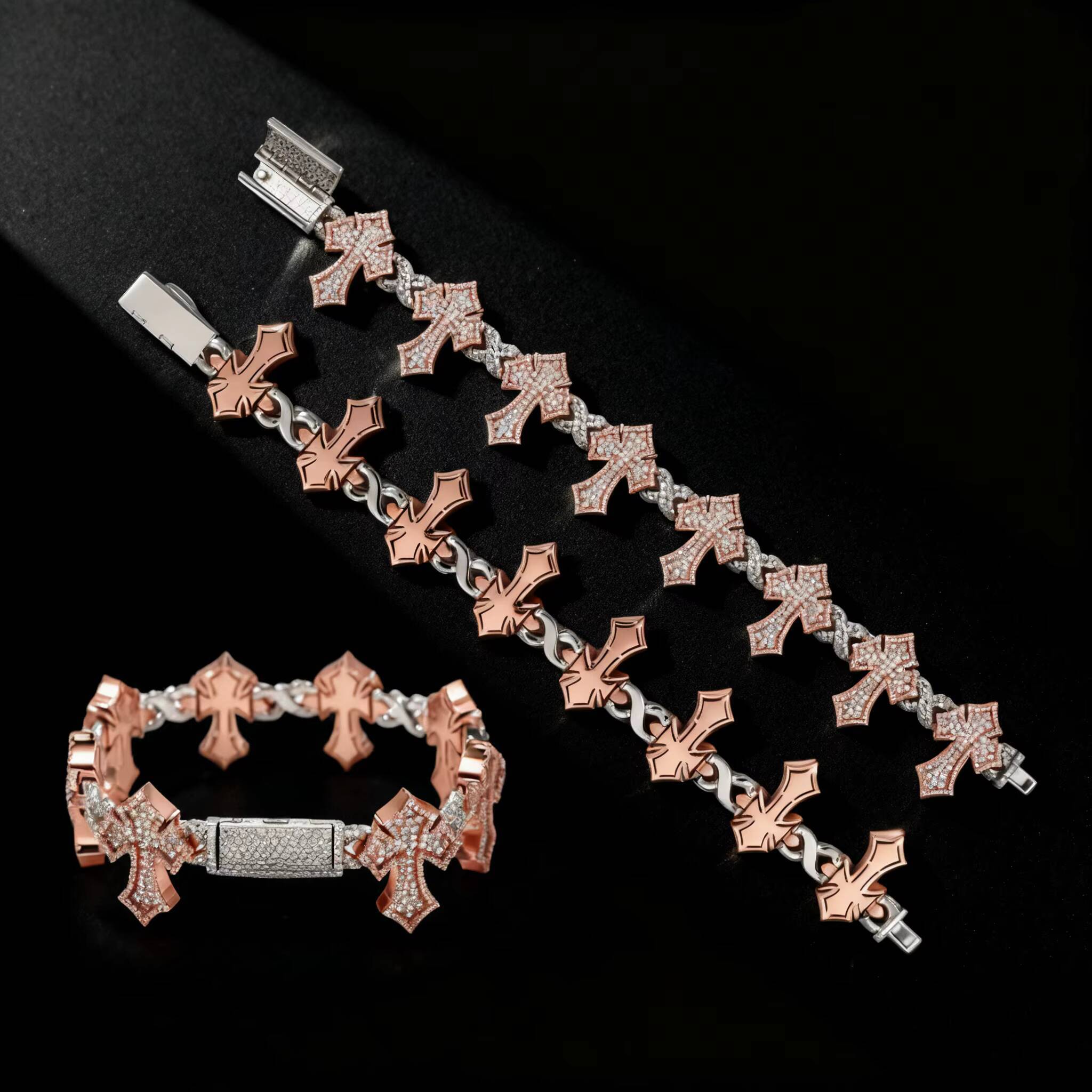 VVS Moissanite Cross Cuban Link Bracelet 925 Silver Fine Hip Hop Jewelry for Men GRA Certificated Custom Stylish Mens Bracelet