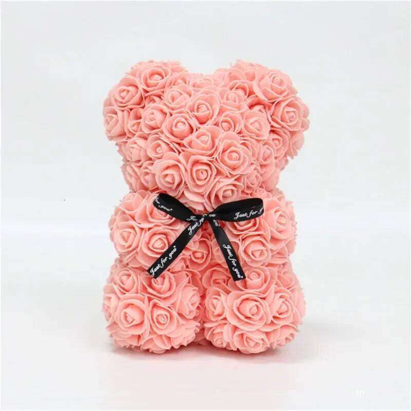 1pc 25cm Artificial Foam Flowers Rose Bear Romantic Creative Gifts For Valentines Mothers Day Anniversary Wedding Y260131