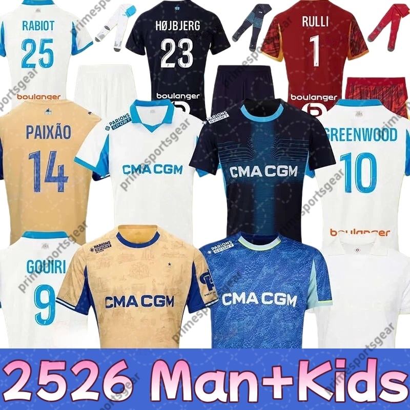 Marseille 25 26 maillot de foot GREENWOOD GOUIRI Marseille Jersey Medina Vermeeren football shirt BALERDI RONGIERmaillot OM maillot Marseille men kids kit