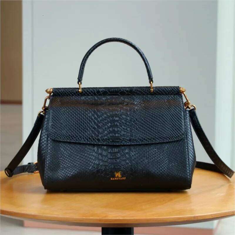 KB Fashion Women's New 2025 Light Luxury Premium Serpentine Lock Heavy Industry Single Shoulder Handbag Double sided Bag