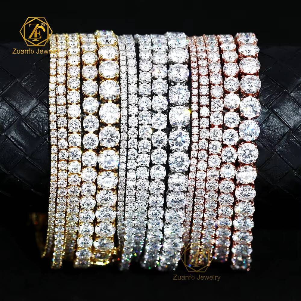 Local Stock Fast Shipping High Quality 925 Silver 2mm VVS Moissanite Diamond Tennis Chain Bracelet for Gifts